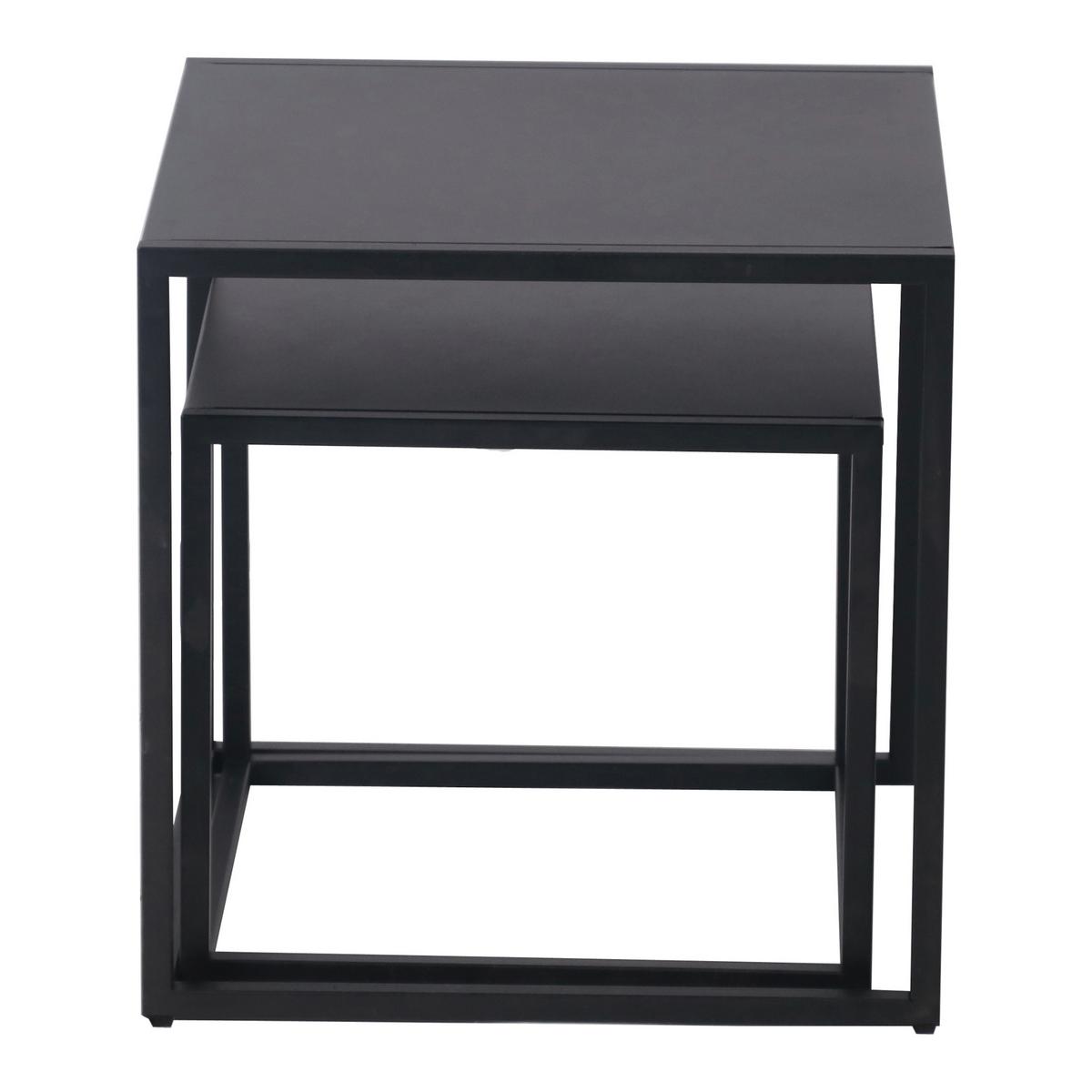 BEISTELLTISCH-SET 2 TLG. Vejen - Schwarz, Metall (40/40/49cm) - [en.casa]