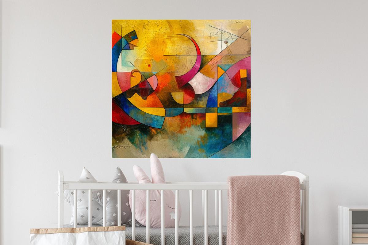 WANDTATTOO Kunst - Abstrakt - Modern Wanddeko 50x50 cm - Gelb, Kunststoff (50/50/0.1cm) - MuchoWow