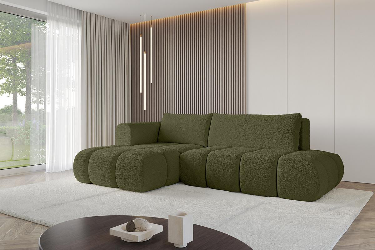 ECKSOFA Ottomane Links CLOUD-L 280x185x90 Grün Bouclé - Grün, Holzwerkstoff/Kunststoff (280/185cm) - ALTDECOR