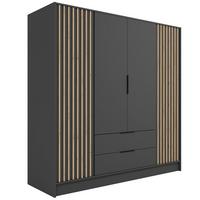 KLEIDERSCHRANK NELIA - 200 cm - Schwarz/Eiche Artisan, Holzwerkstoff (200/200/51cm) - ALTDECOR