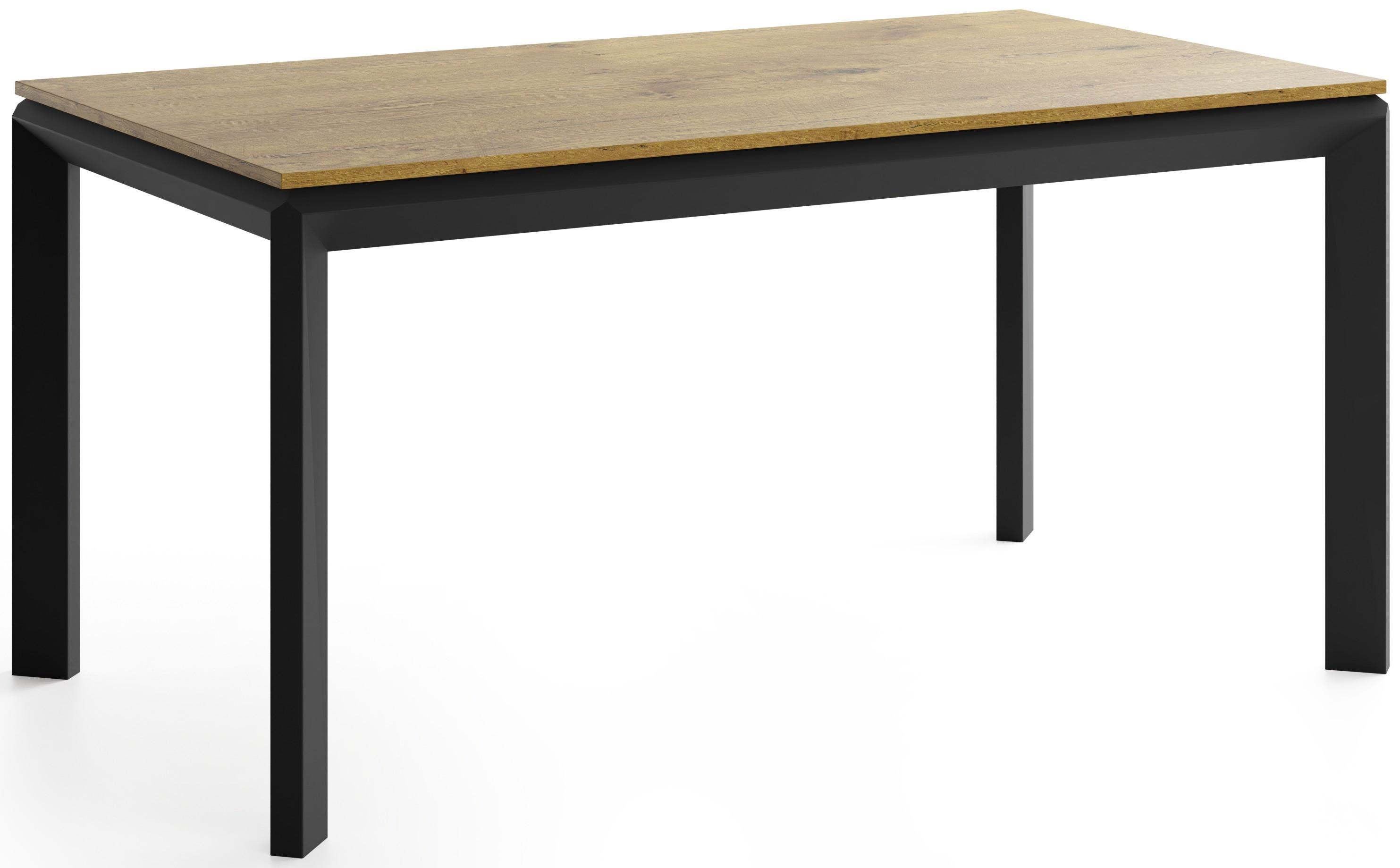 ESSTISCH Elan rechteckig ausziehbar verlängerbar mit Schwarzen Metallbeinen, Eiche Hell Braun 160-250/90/76 cm - Eichefarben/Schwarz, Holzwerkstoff/Metall (90/250/76cm) - WFL GROUP