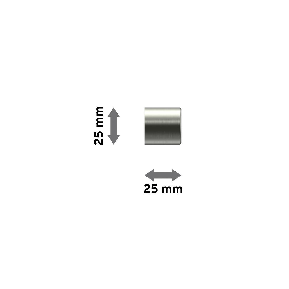 ENDSTÜCKE FÜR GARDINENSTANGEN 20 mm Ø, Santo Edelstahl-Optik, Packung 2 Stück - Edelstahlfarben, Metall (2.5/2.5/2.5cm) - INTERDECO