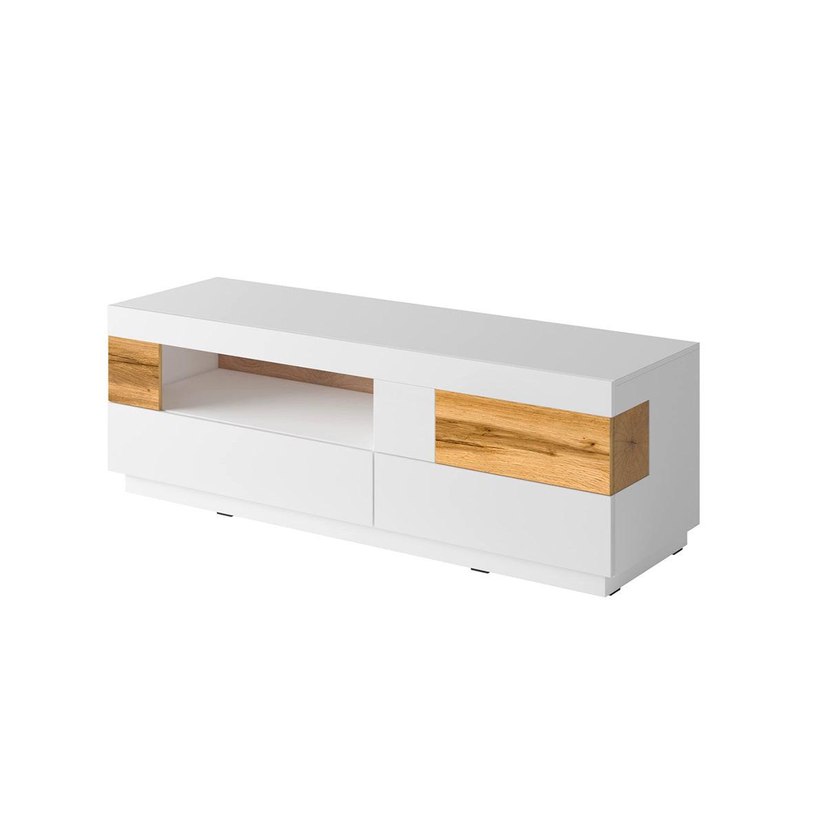 TV-MÖBEL Andrea Weiß und Holz - Weiß, Holzwerkstoff (160/54/50cm) - Petits-meubles