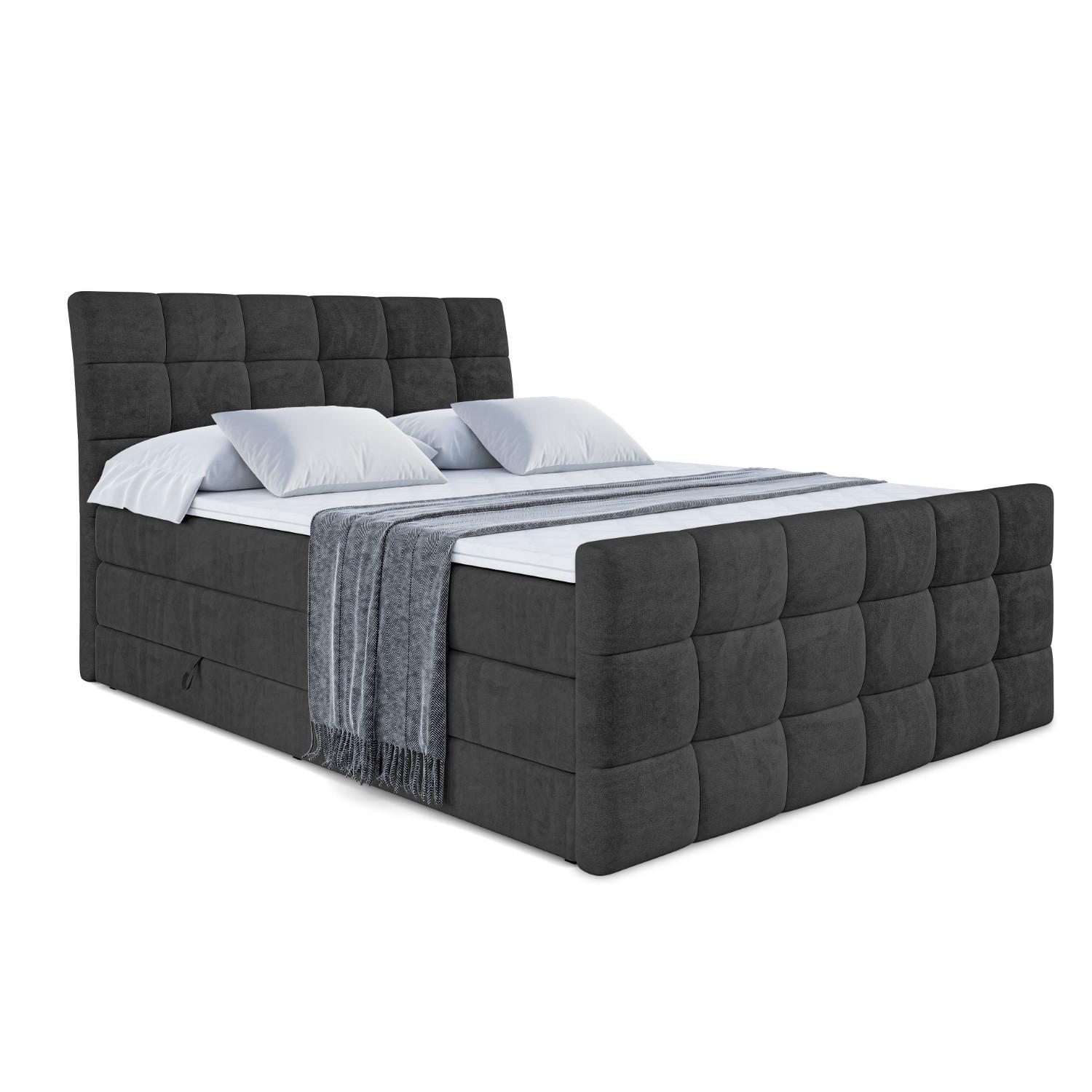 BOXSPRINGBETT BRUGO-Z KING - 180 x 200 - H3/H4 - Schwarz - Schwarz, Holzwerkstoff (180/200cm) - ALTDECOR