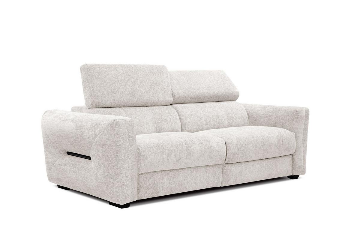 SOFA CALVERA 3-Sitzer mit 1 Relaxfunktion, weiß - Weiß, Holzwerkstoff/Textil (204/79/106cm) - Wozimo