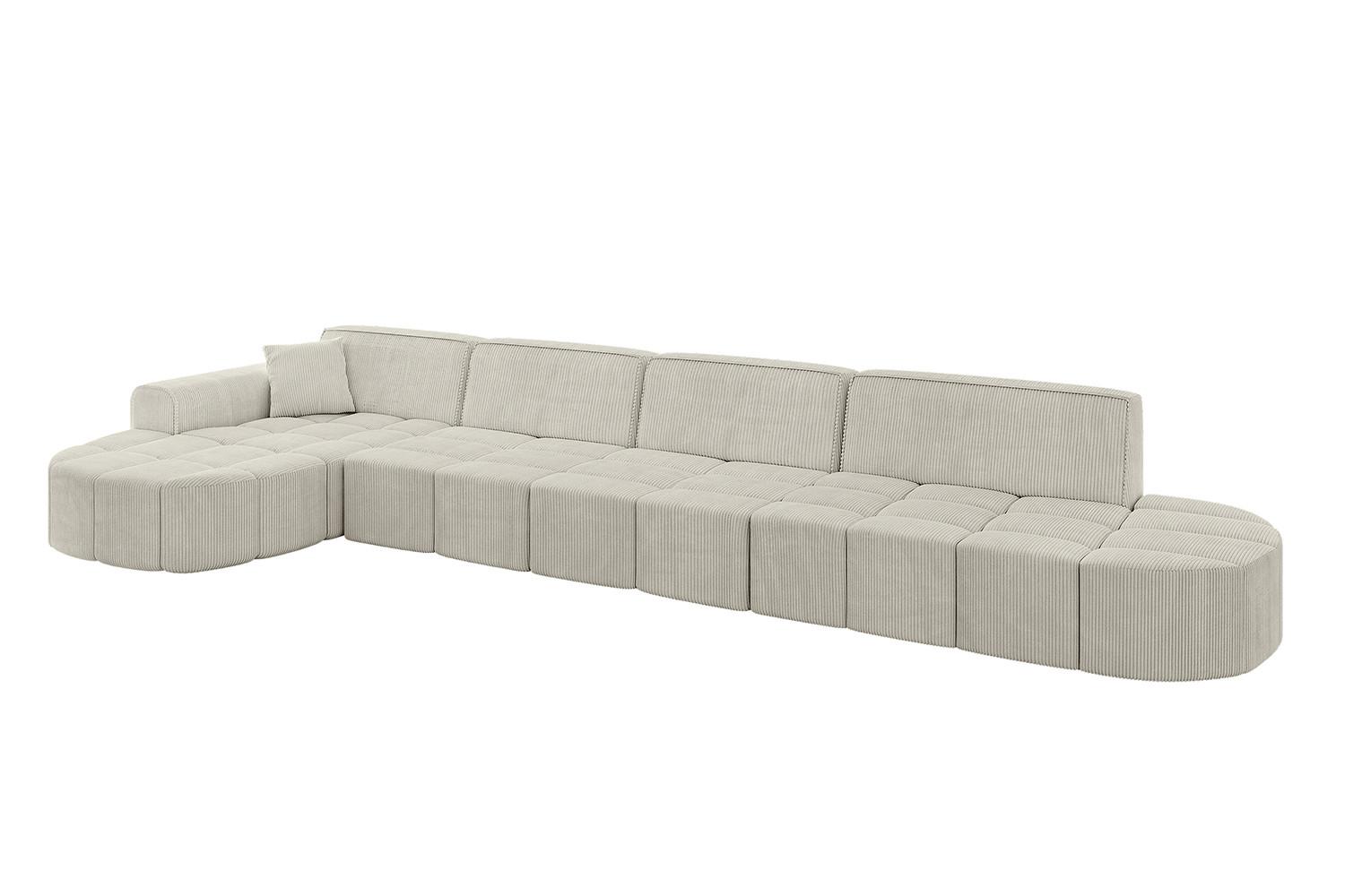 ECKSOFA Ottomane Links LIVO-L3 - 422x173x79,5 cm Creme - Hellgrau/Creme, Holzwerkstoff/Textil (422/173cm) - ALTDECOR