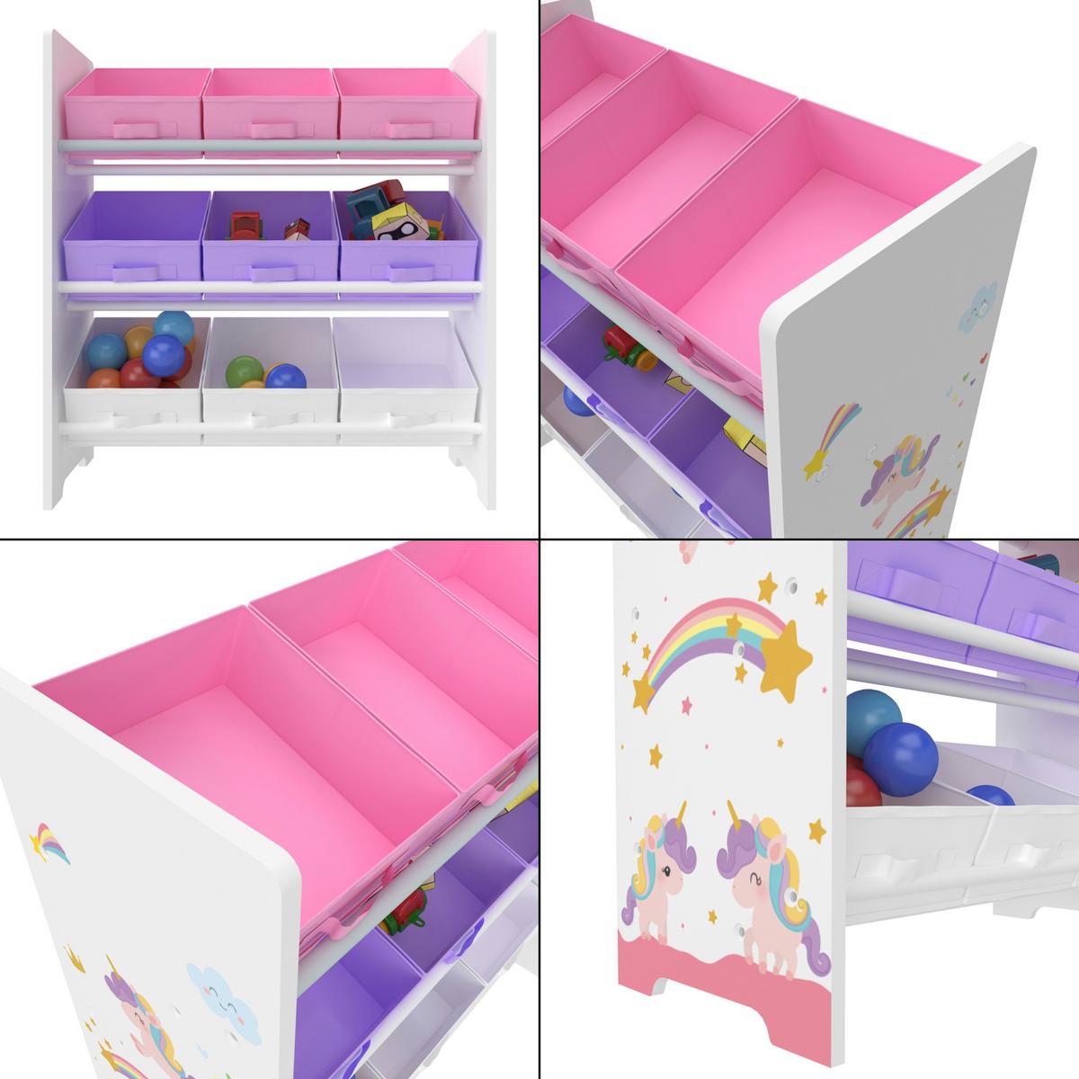KINDERREGAL Boiro - Lila/Weiß, Holzwerkstoff/Textil (62/59.5/29.5cm) - [en.casa]