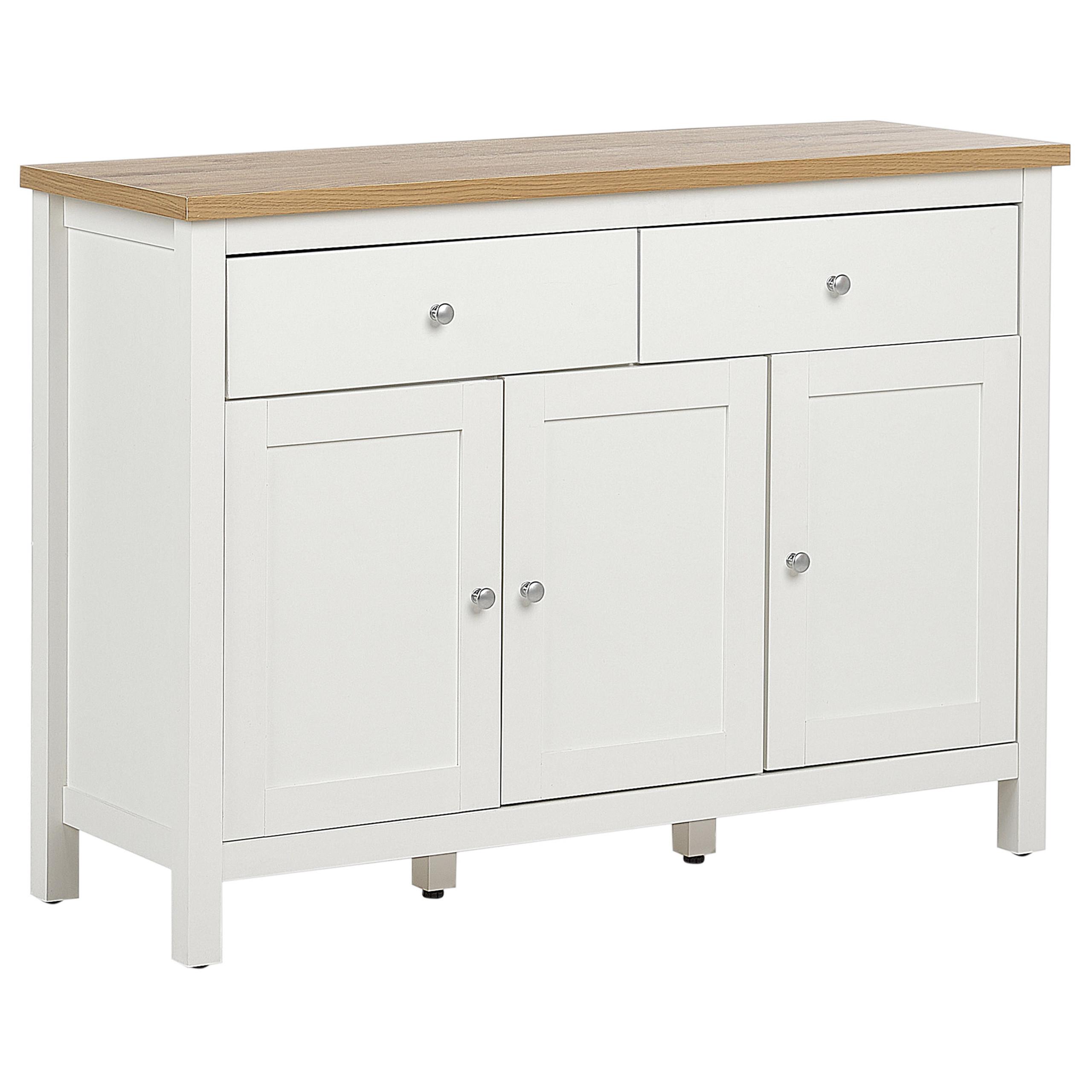 SIDEBOARD mit 3 Türen Cremeweiß Atoca - Creme, Holzwerkstoff (113/81/39cm) - Beliani