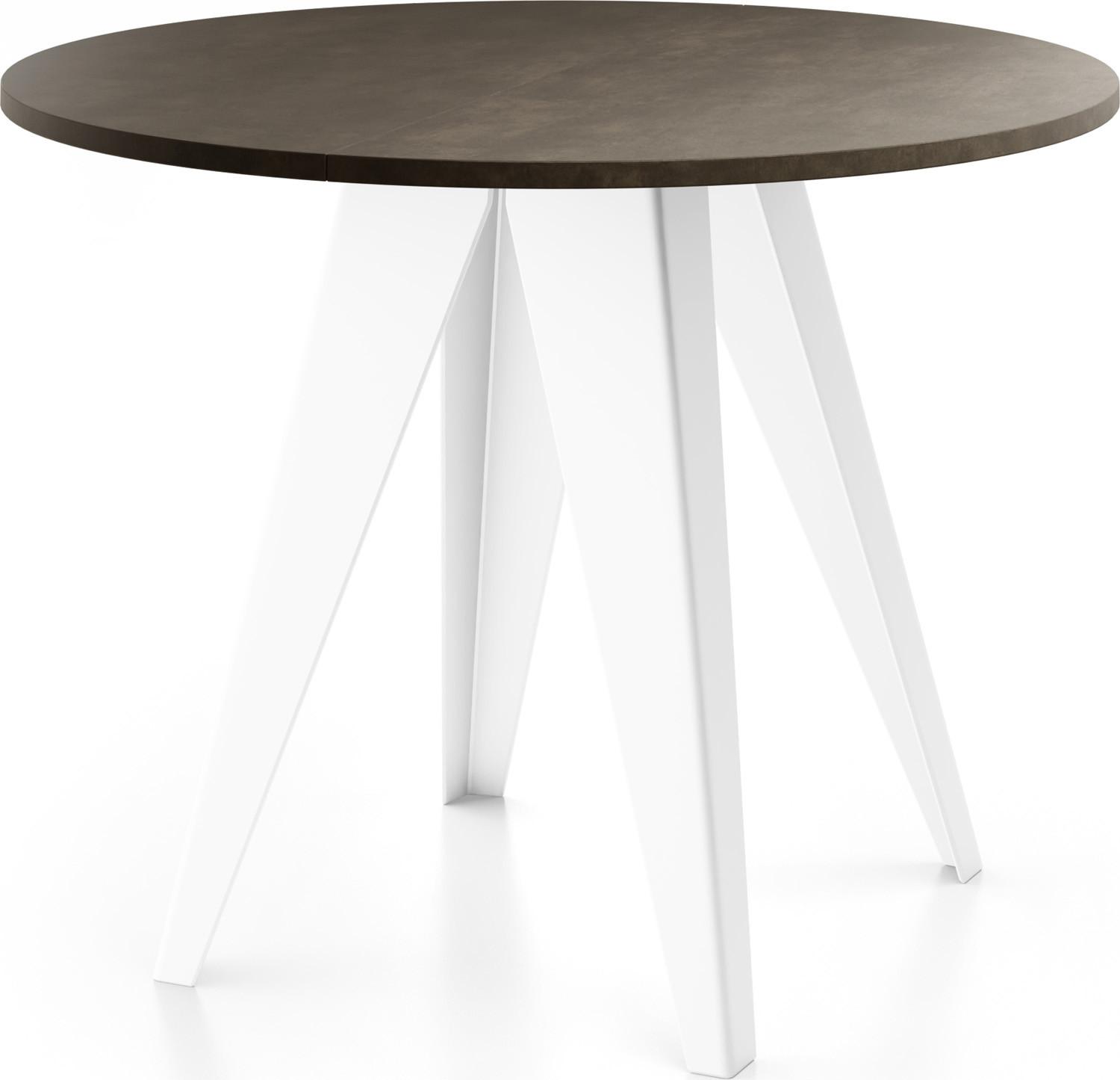 ESSTISCH Griffin runder ausziehbarer, Dunkelgrauer Chicago Beton 100-140/100/76 cm - Dunkelgrau/Weiß, Holzwerkstoff/Metall (100/140/76cm) - WFL GROUP