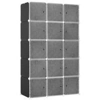 KLEIDERSCHRANK mit 2 große und 9 kleinen Würfeln, Schwarz, 111 x 47 x 183 cm - Schwarz, Metall (47/183/111cm) - HOMCOM