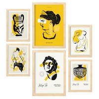 POSTER Set Mit 6 In Schwarzer Tinte Sexualität Von Der Griechischen Mythologie Inspirierte Drucke Für Innenarchitektur A3 & A4 Rahmen Aus Hellem Holz - Beige, Papier (29/3cm) - Nacnic