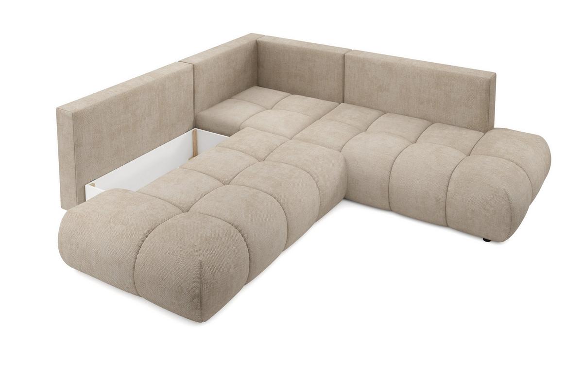 ECKSOFA DUCA II R-S Beige Chenille mit Schlaffunktion - Sandfarben, Holz (266.5/266.5cm) - MASSENO
