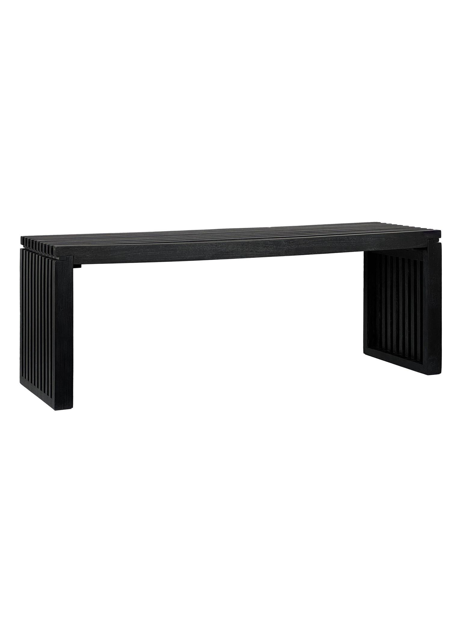 SITZBANK PALLANZA, Akazie Massivholz, Schwarz, 120 x 35 x 45 cm - Schwarz, Holz (120/45/35cm) - KADIMA DESIGN