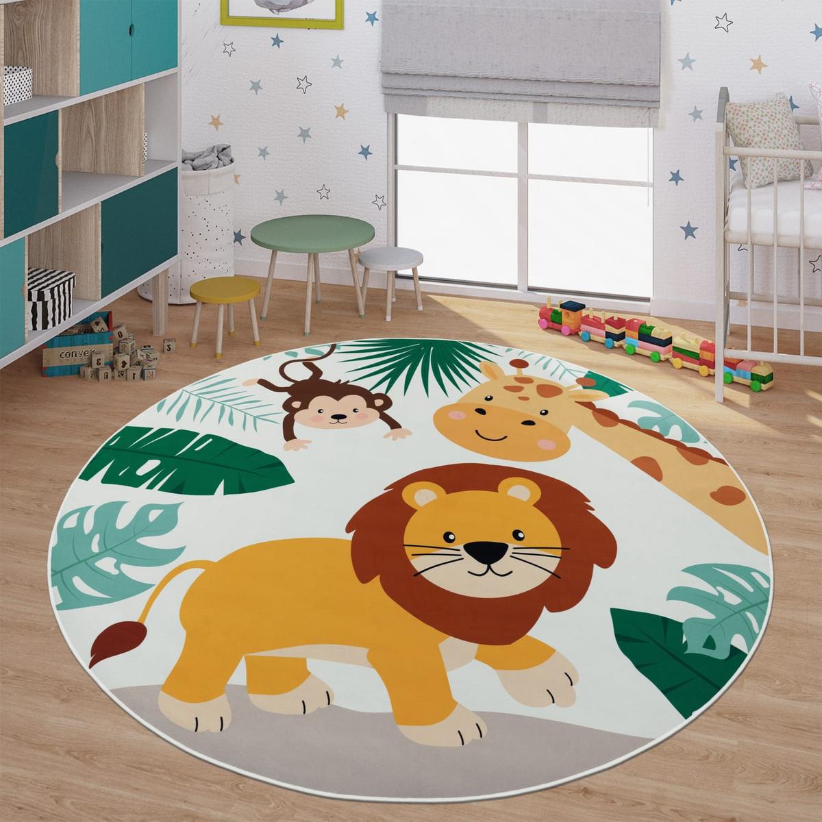 KINDERTEPPICH Tiere Beige Ø 160 cm - Multicolor, Kunststoff (160/160cm) - TT Home