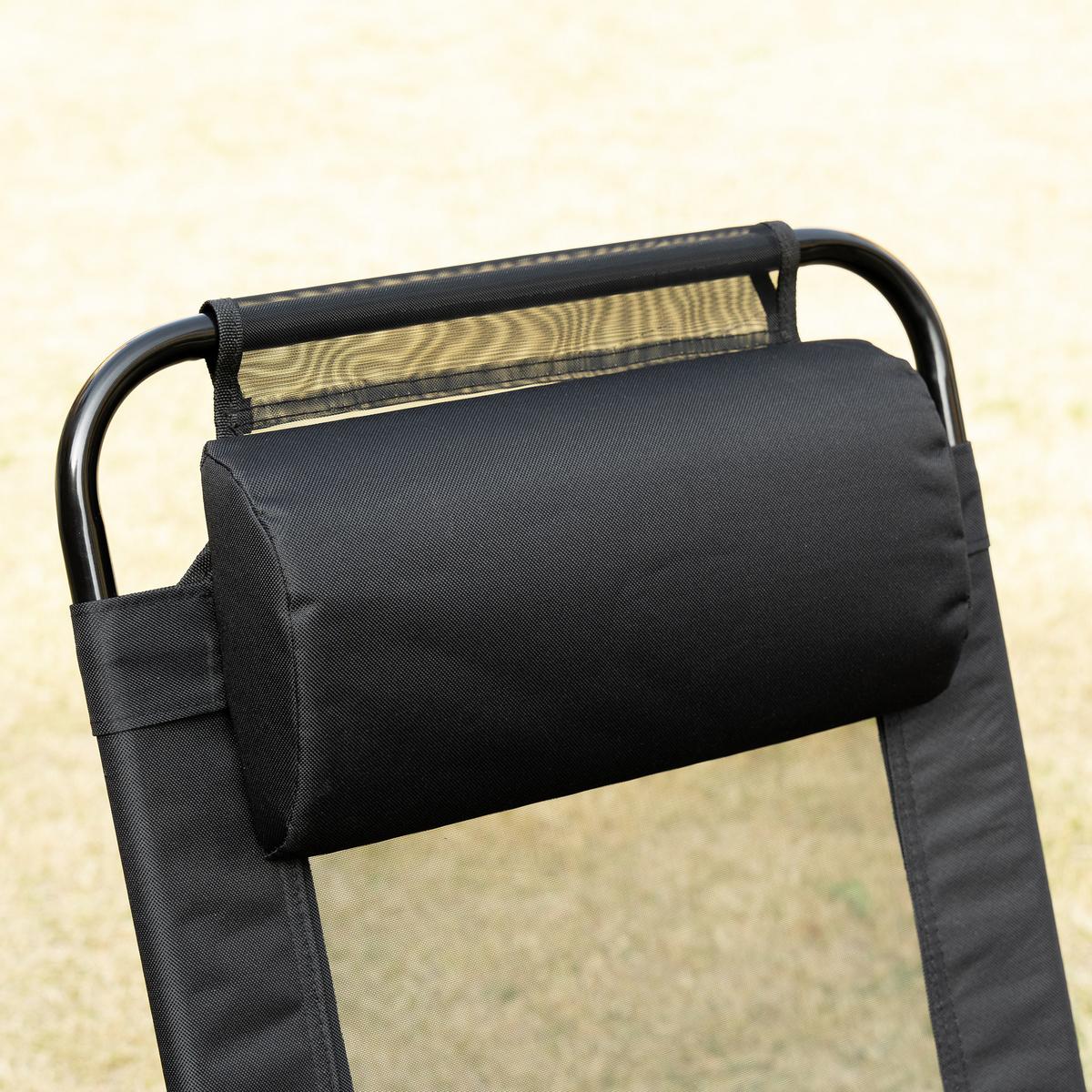 KLAPPSTUHL Campingstuhl 2er-Set, mit verstellbarer Rückenlehne, Stahl Oxford, Schwarz - Schwarz, Metall (70/109/62cm) - Outsunny