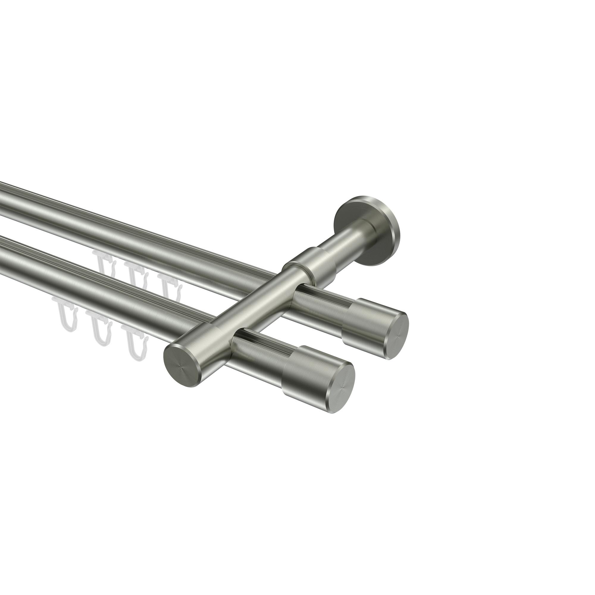 GARDINENSTANGE INNENLAUF Prestige Santo 240 cm (geteilt in 2 x 120 cm), 2-läufig, 20 mm Ø Edelstahl-Optik - Edelstahlfarben, Metall (240cm) - INTERDECO