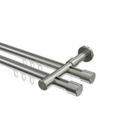 GARDINENSTANGE INNENLAUF Prestige Santo 240 cm (geteilt in 2 x 120 cm), 2-läufig, 20 mm Ø Edelstahl-Optik - Edelstahlfarben, Metall (240cm) - INTERDECO