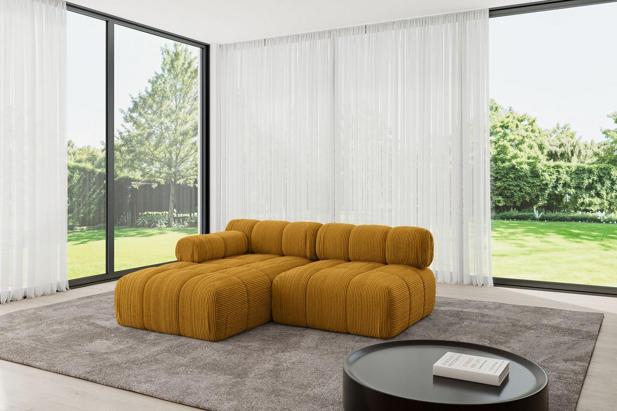 ECKSOFA modulares Sofa Razon-L1 - 190x160x70 cm Senfgelb Cord - Currygelb, Holzwerkstoff/Textil (190/160cm) - ALTDECOR
