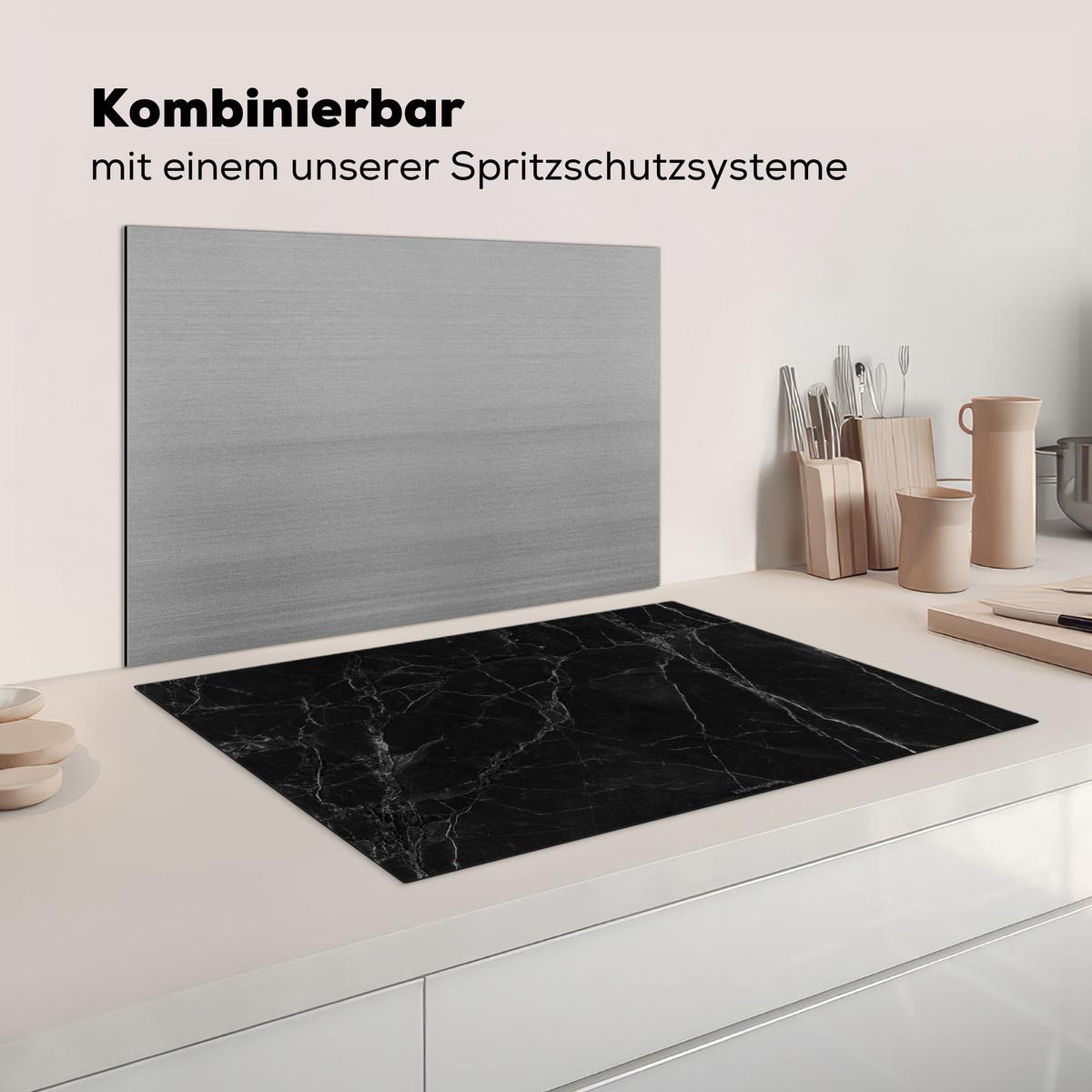 HERDABDECKPLATTE Schwarz - Marmor Ceranfeldabdeckung 78x52 cm - Schwarz, Kunststoff (78/52/0.2cm) - MuchoWow