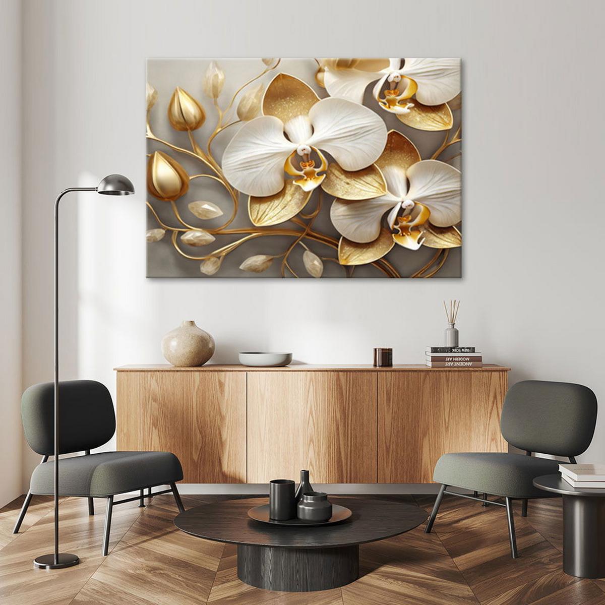 KUNSTDRUCK Gold 90/60 cm - Goldfarben, Textil (90/60cm) - KUNSTLOFT