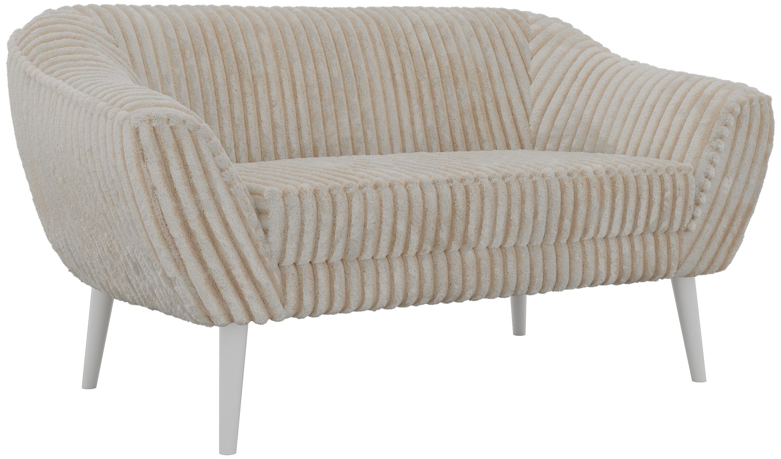2-SITZER-SOFA PIRS - Beige Cord - Weiße Beine - Beige/Creme, Holzwerkstoff/Textil (140/75/74cm) - MKS