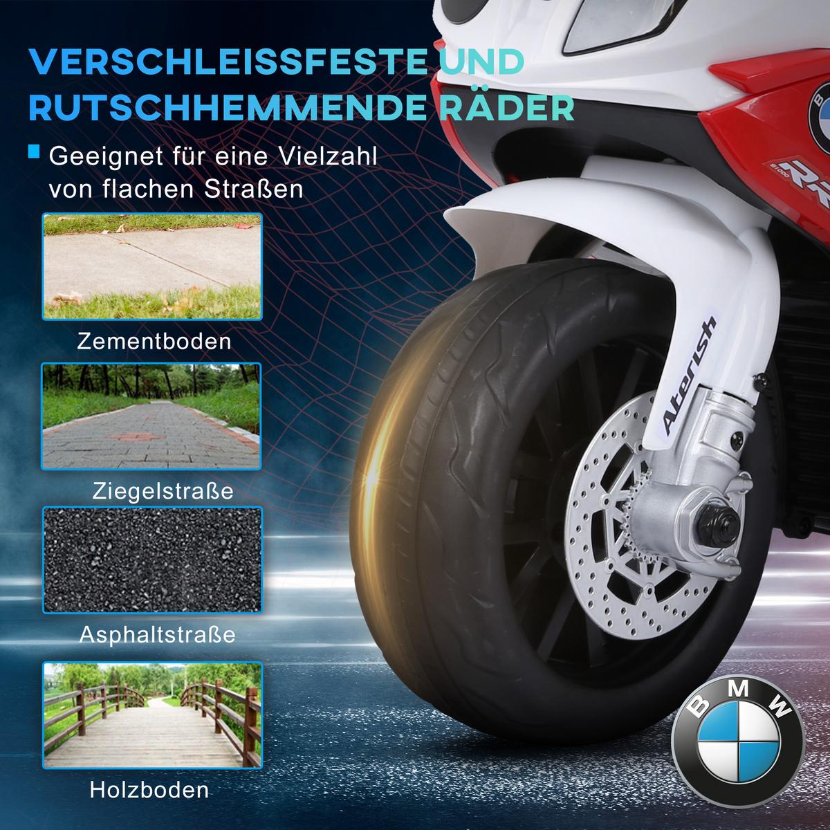 ELEKTRO Kindermotorrad Dreirad Kinderfahrzeug Lizenziert von BMW 18-36 Monate - Rot, Kunststoff (66/37/44cm) - HOMCOM