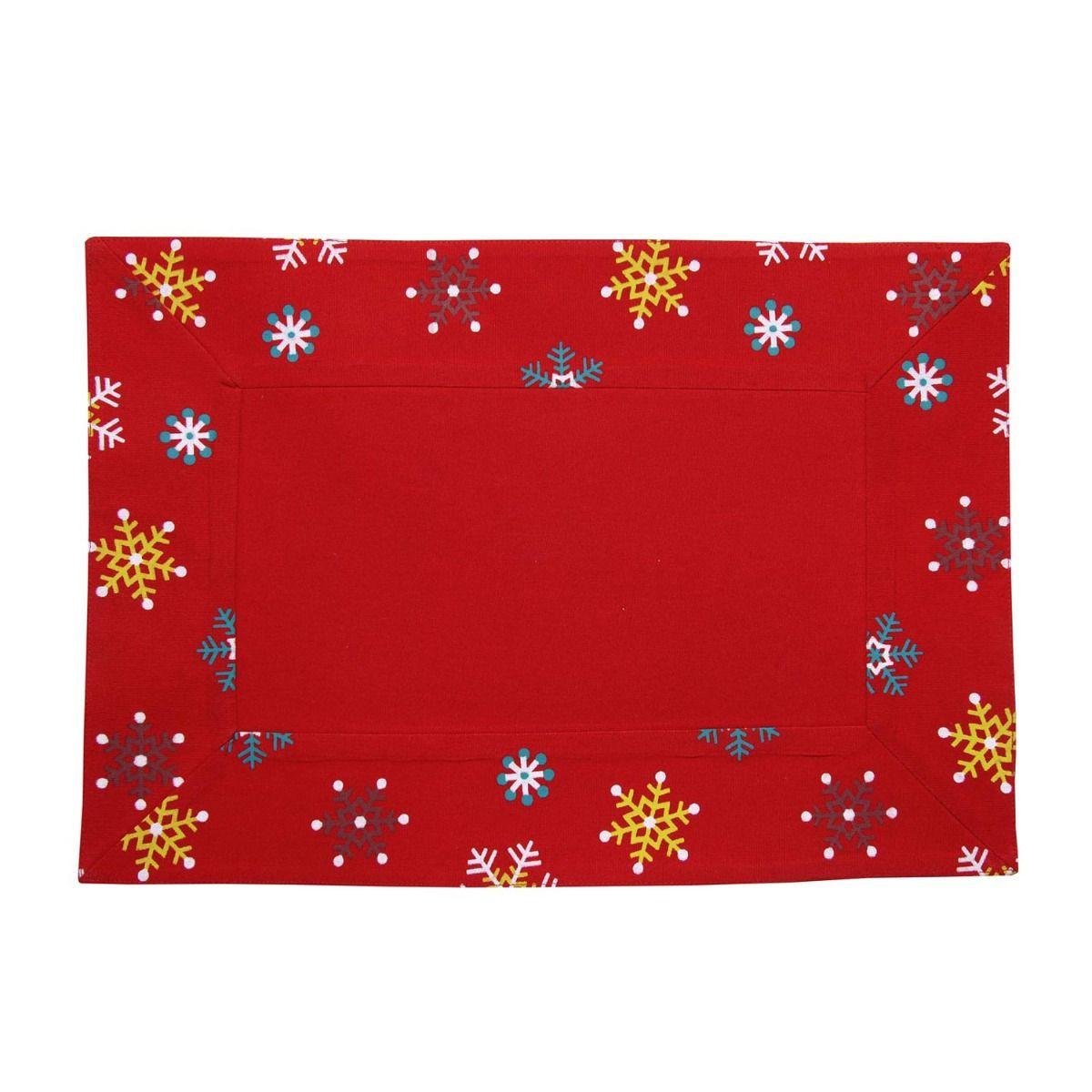 TISCHSET Weihnachten, 2er-Set 30/45 cm, rot mit Schneeflocken - Rot, Textil (30/45cm) - Homescapes