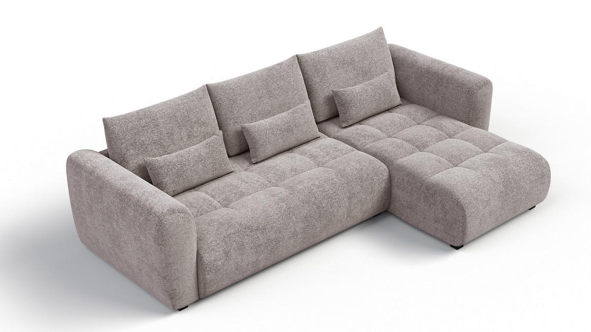 ECKSOFA SORENO 4-Sitzer, dunkelbeige - Beige/Schwarz, Holz/Textil (293/171cm) - Wozimo