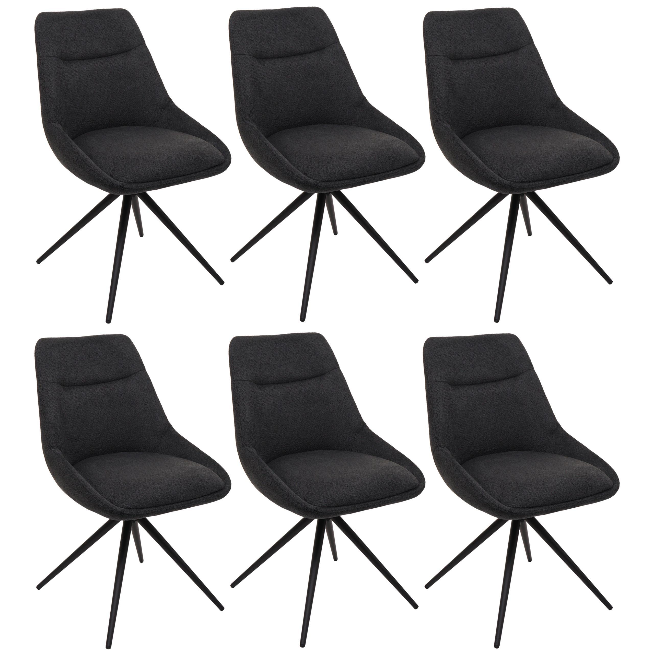 ESSZIMMERSTUHL Anthrazit 6er-Set - Anthrazit, Textil (51/86/60cm) - MCW