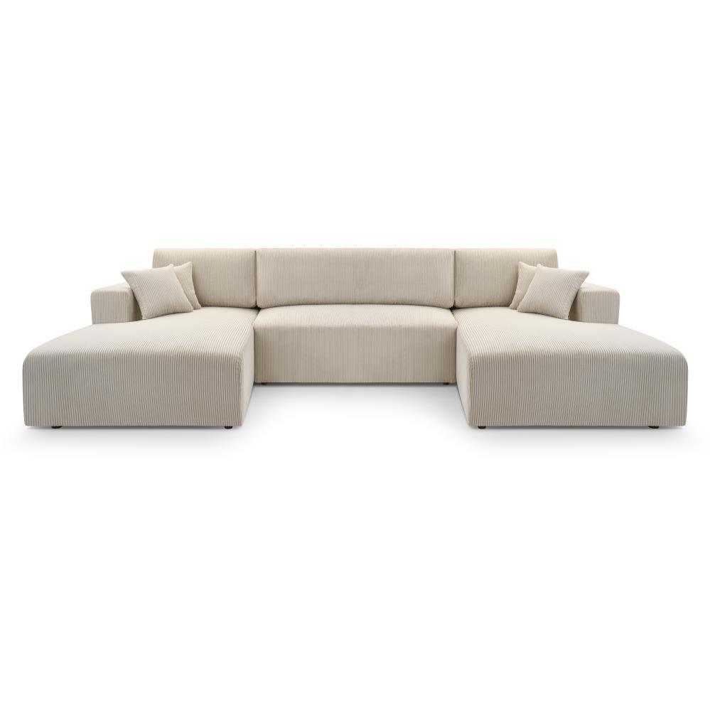 WOHNLANDSCHAFT Corso U 365 cm beige - Beige/Schwarz, Textil (364/84/187cm) - Beautysofa