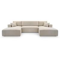 WOHNLANDSCHAFT Corso U 365 cm beige - Beige/Schwarz, Textil (364/84/187cm) - Beautysofa