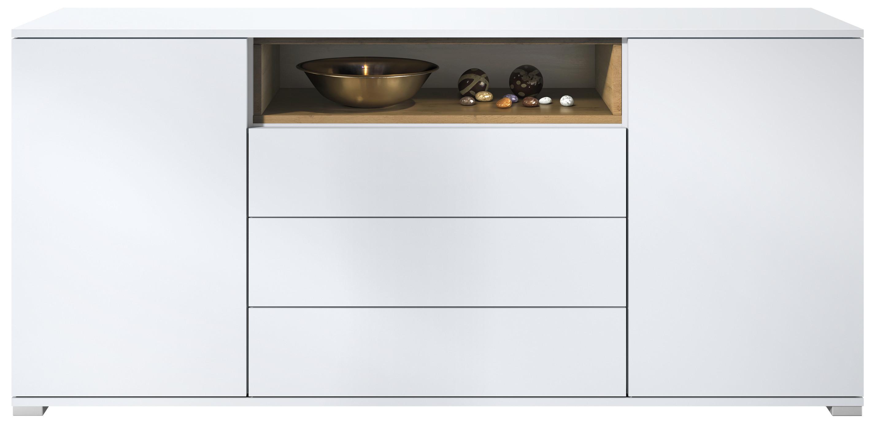 SIDEBOARD Skadu Eiche Evoke - Weiß/Eiche San Remo, Holzwerkstoff (166.5/75.5/35cm) - Vladon