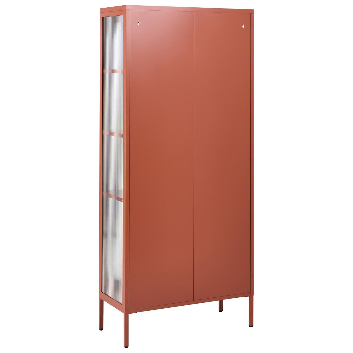 VITRINE mit Glastüren Metall 80 cm Goldbraun Foxton - Goldfarben/Braun, Metall (80/181/35cm) - Beliani