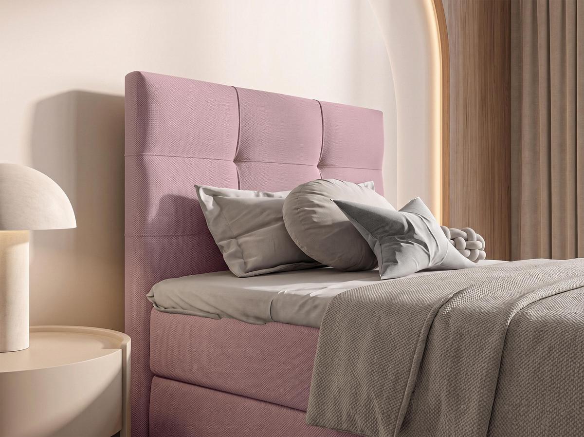 BOXBETT DEFNE 100x200 cm mit Fußteil und Matratze - Rosa + TOPPER - Schwarz/Rosa, Holz/Holzwerkstoff (100/200cm) - AX Living