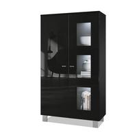 VITRINE Denjo Tür in Schwarz Hochglanz - Schwarz Hochglanz, Holzwerkstoff (71/129/35cm) - Vladon