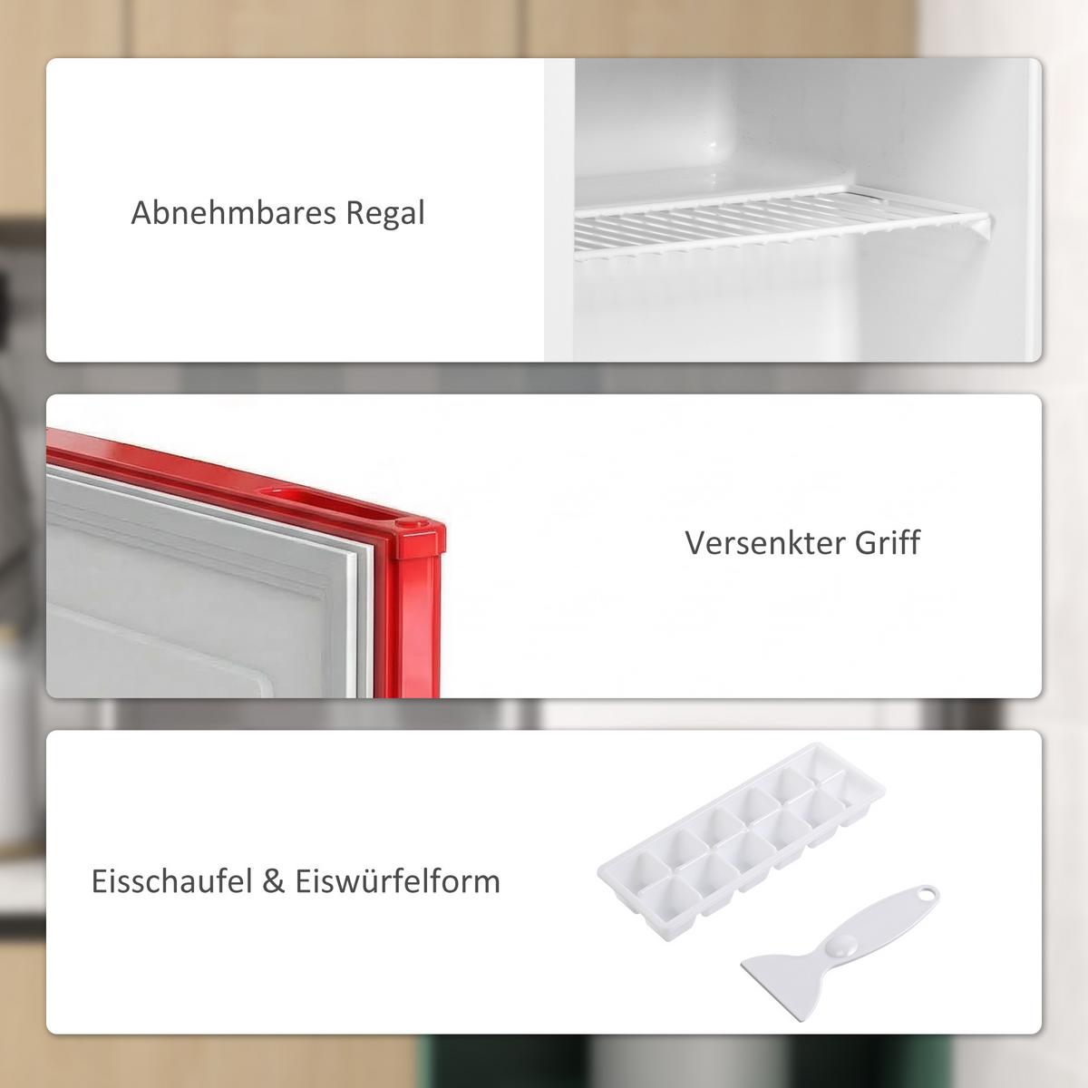 MINI-GEFRIERSCHRANK aus Stahl Kunststoff Rot - Pink, Kunststoff (44.2/48.8/47cm) - HOMCOM
