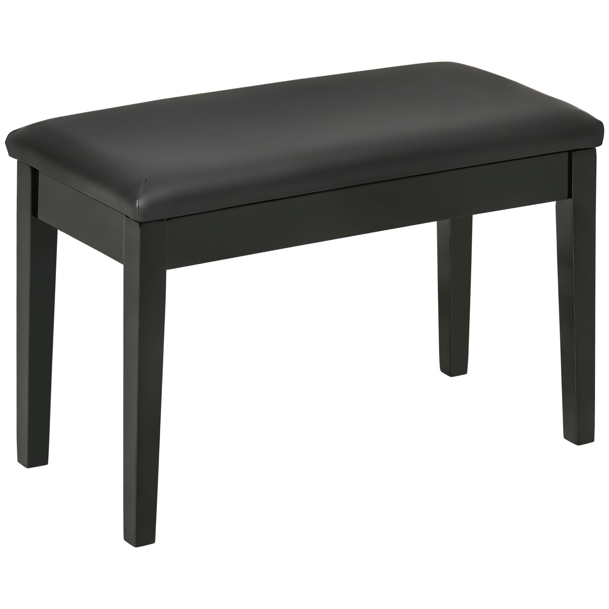KLAVIERBANK Klavierhocker mit versteckten Stauraum, bis 150 KG Belastbar Schwarz - Schwarz, Holz (35/49/75cm) - HOMCOM
