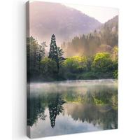 LEINWANDBILD Natur - Bäume - Berge - See - Wasser Room Decor 30x40 cm - Hellgrün, Textil (30/40cm) - MuchoWow