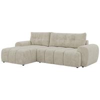 ECKSOFA MARIVO L - Creme Schenille grob gewebt - Links Seite - Creme/Schwarz, Kunststoff/Textil (161/271cm) - MKS