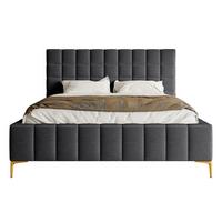 POLSTERBETT Szejlo Dunkelgrau Chenille 180 cm - Dunkelgrau/Goldfarben, Textil/Metall (180/200cm) - Selsey