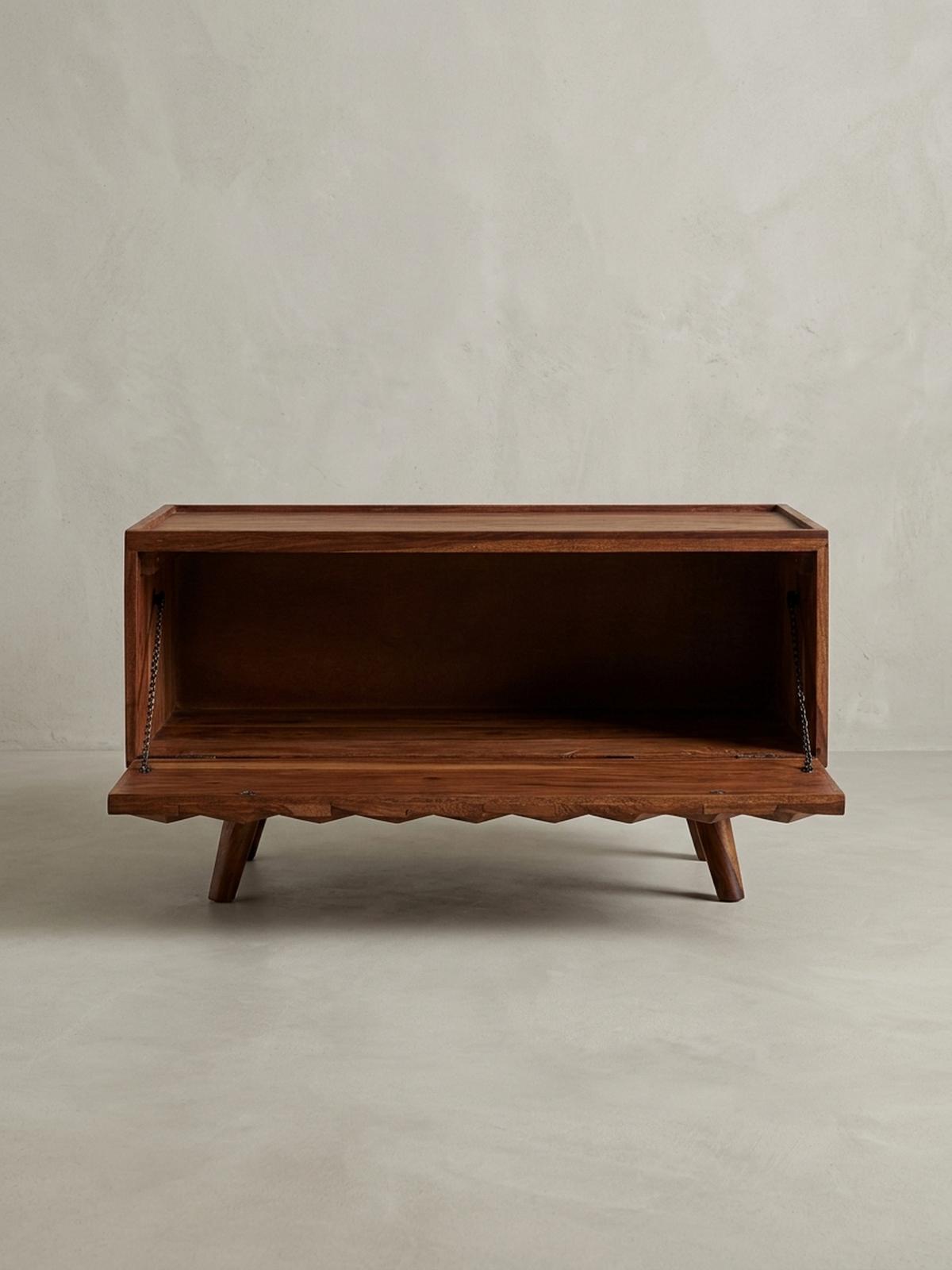 LOWBOARD Massivholz Landhausstil Modell Oasis für Fernseher bis 50 Zoll mit Kabeldurchlass - Braun, Holz (92/44/35cm) - KADIMA DESIGN