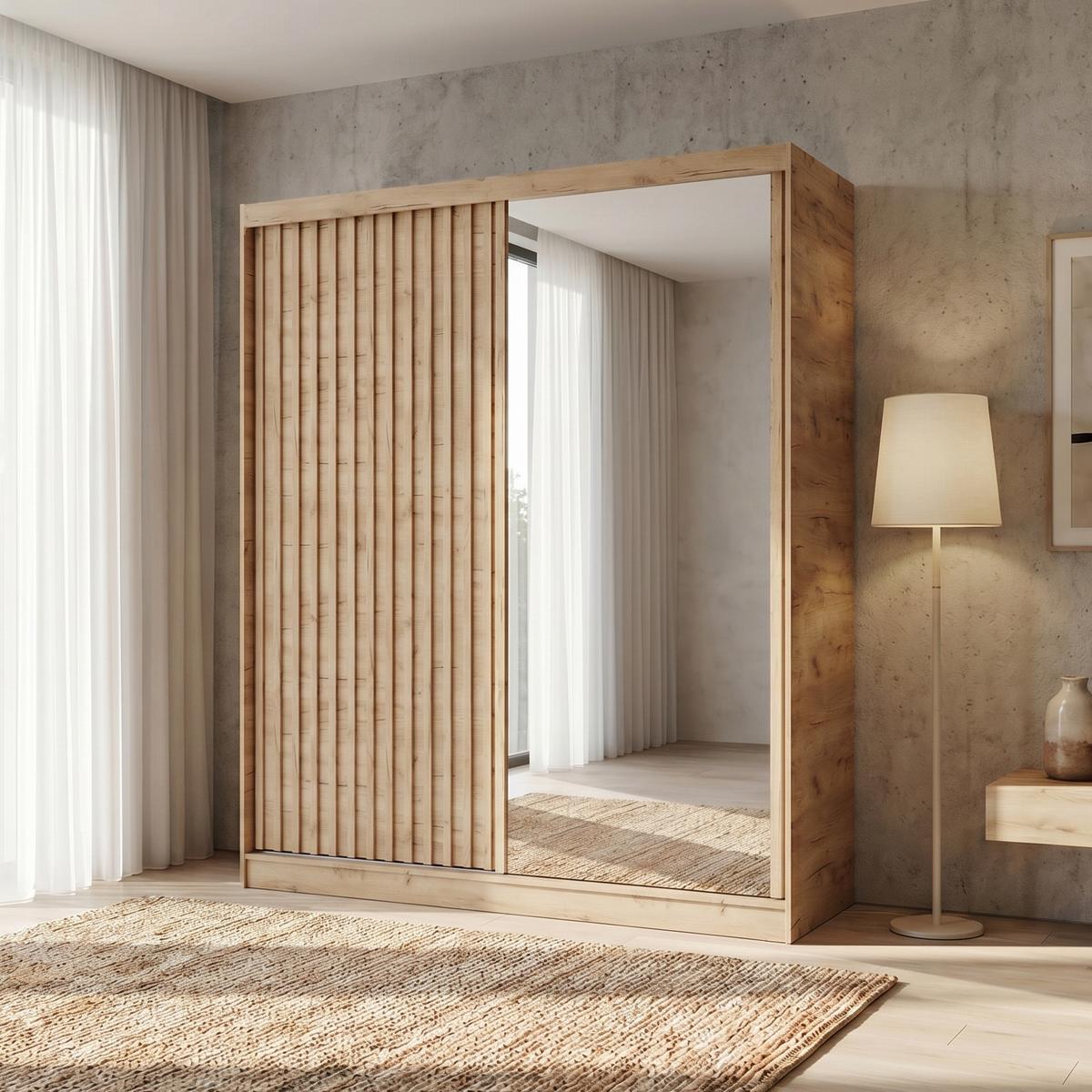 SCHWEBETÜRENSCHRANK Donatello mit 2 Türen. 180 cm, eiche Artisan - Eiche Artisan, Holzwerkstoff (180/205/60cm) - Beautysofa
