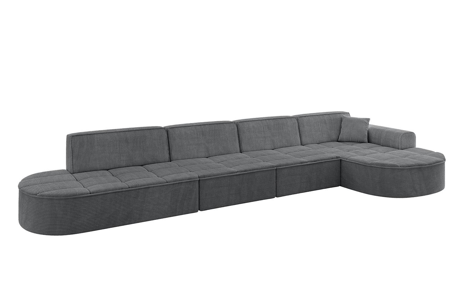 ECKSOFA Ottomane Rechts TARO-L3 - 413x171x79,5 cm Dunkelgrau - Dunkelgrau, Holzwerkstoff/Textil (413/171cm) - ALTDECOR