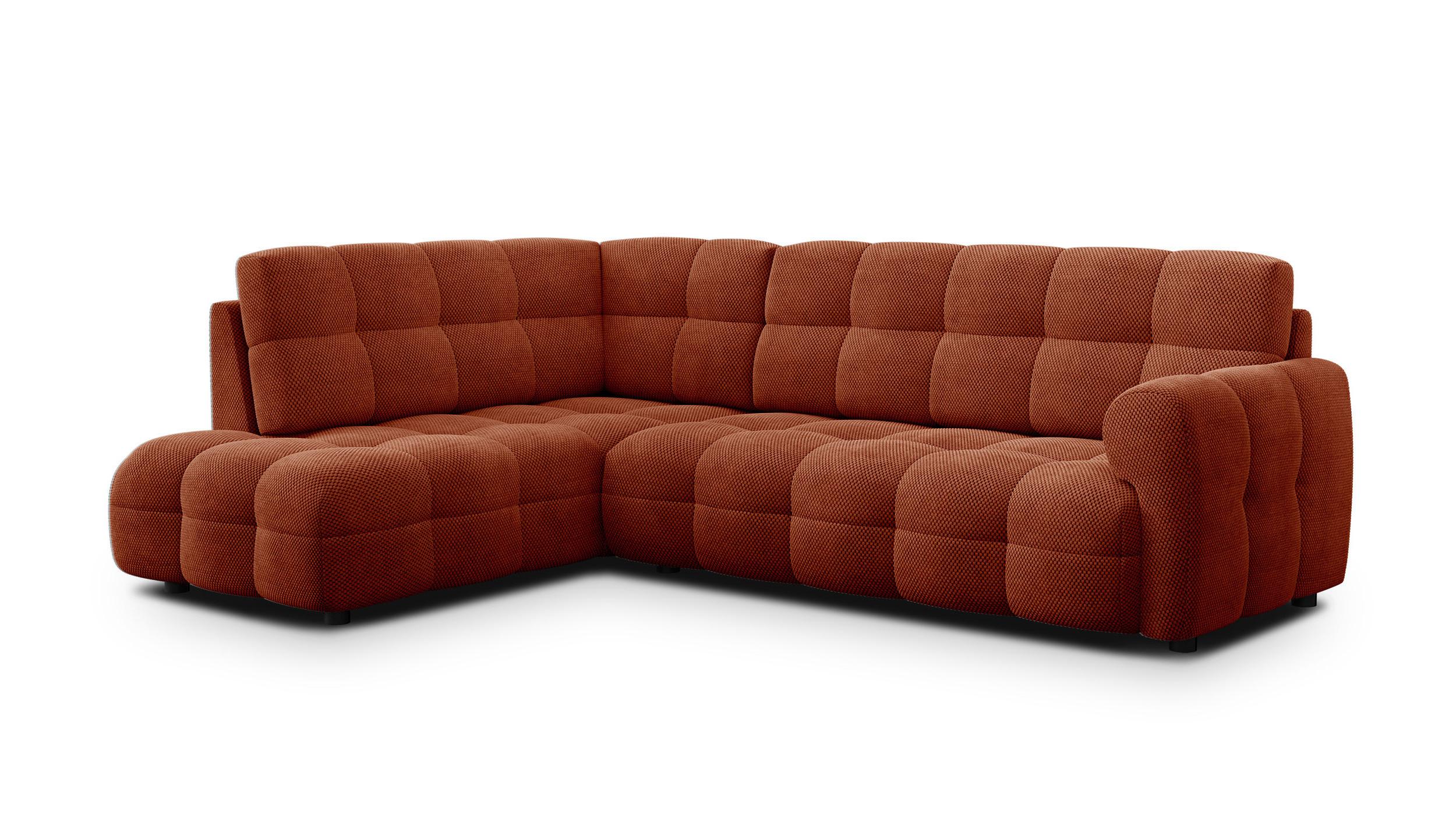 ECKSOFA MELLOW 5-Sitzer, dunkelorange - Dunkelorange/Schwarz, Holz/Textil (283/191cm) - Wozimo