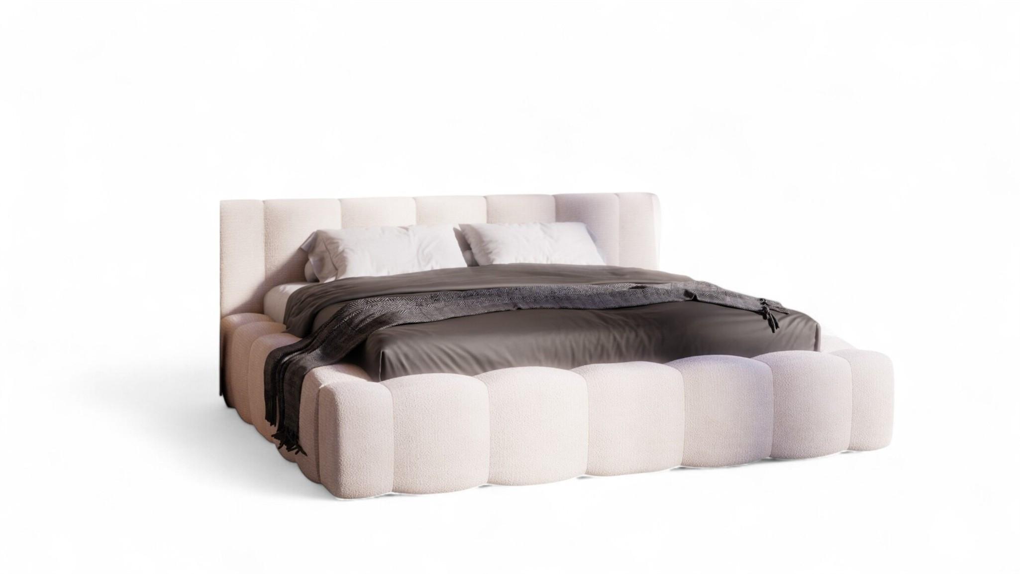 POLSTERBETT Lizeth Komplettset - Beige, Holzwerkstoff/Textil (140/200cm) - Fun Möbel