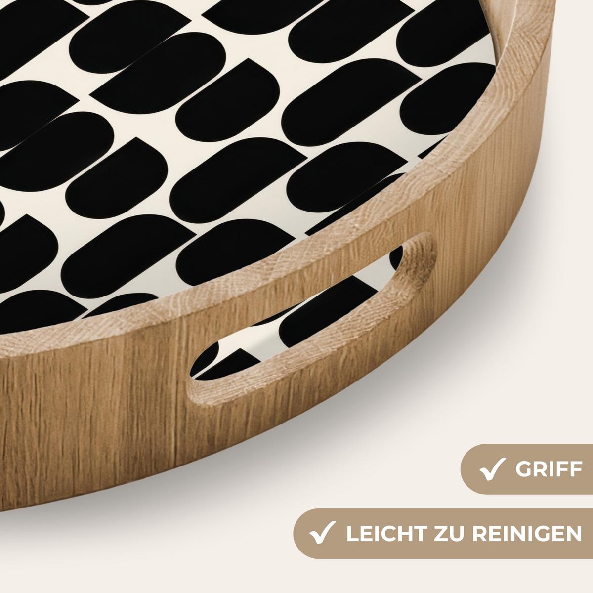 TABLETT Modern - Gemustert - Schwarz 40x40 cm - Schwarz, Holz (40/5/5cm) - OnlyWow