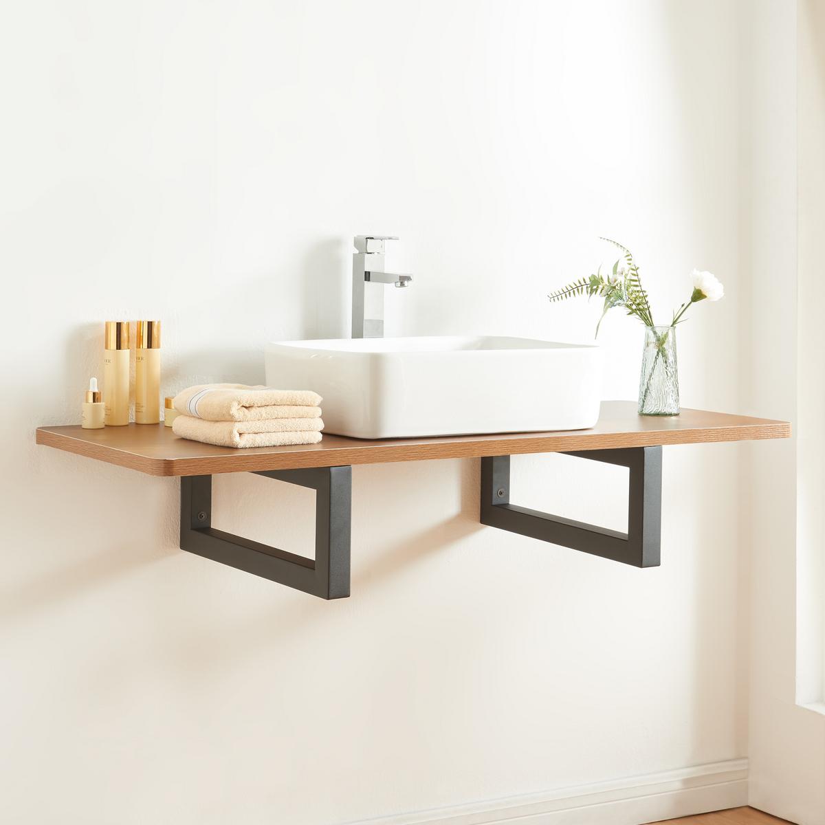 WANDKONSOLE-SET 2 TLG. Hawangen - Schwarz, Metall (4/20/50cm) - [en.casa]