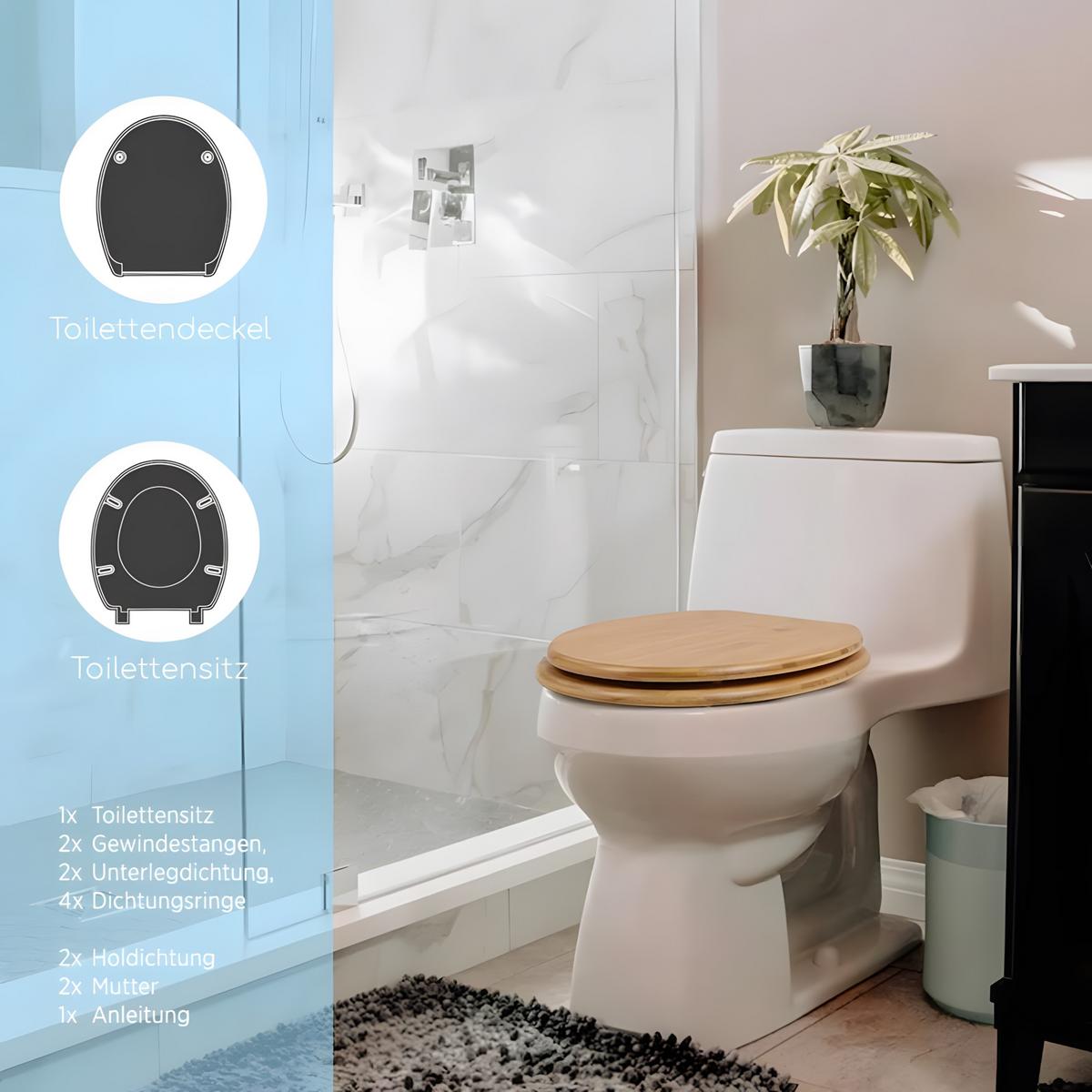 TOILETTENSIZT Bambus - Weiß, Holz (37/5/43cm) - Bath4U