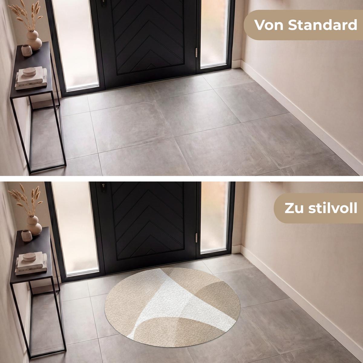 FUSSMATTE Glatte Oberflächen - Harmonisch - Wellenförmig Schmutzfangmatte 120x120 cm - Beige, Kunststoff (120/0.4cm) - MuchoWow