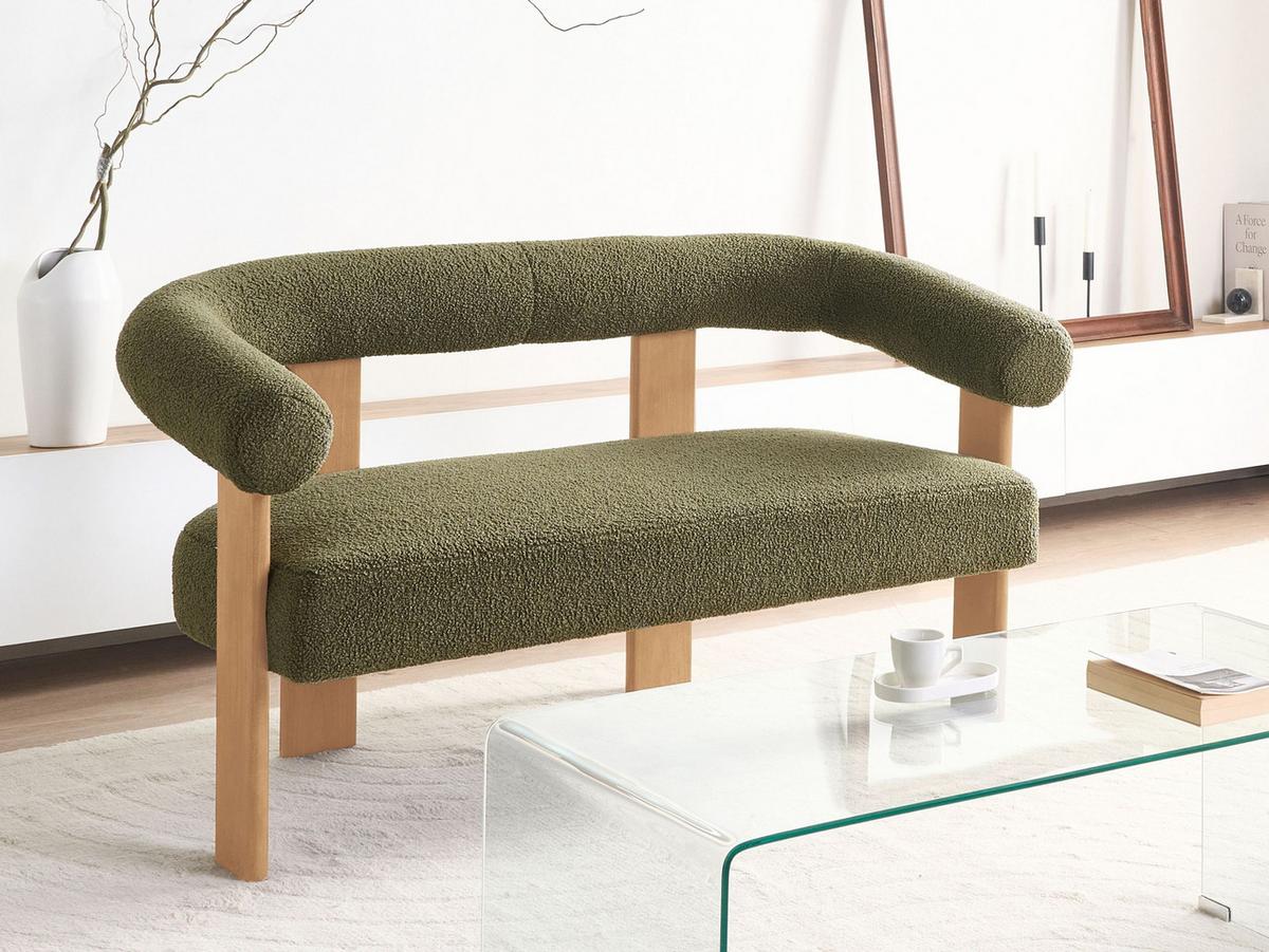 2-SITZER-SOFA Bouclé Grün/Hellbraun Ilbro - Braun/Grün, Textil (138/76/68cm) - Beliani